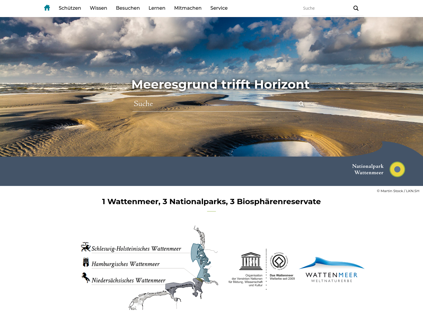Jung und dynamisch: Neue Website der drei Wattenmeer-Nationalparks ist online Screenshot der neuen Website (Foto: LKN.SH, BUKEA, Nationalparkverwaltung Nds. Wattemeer)